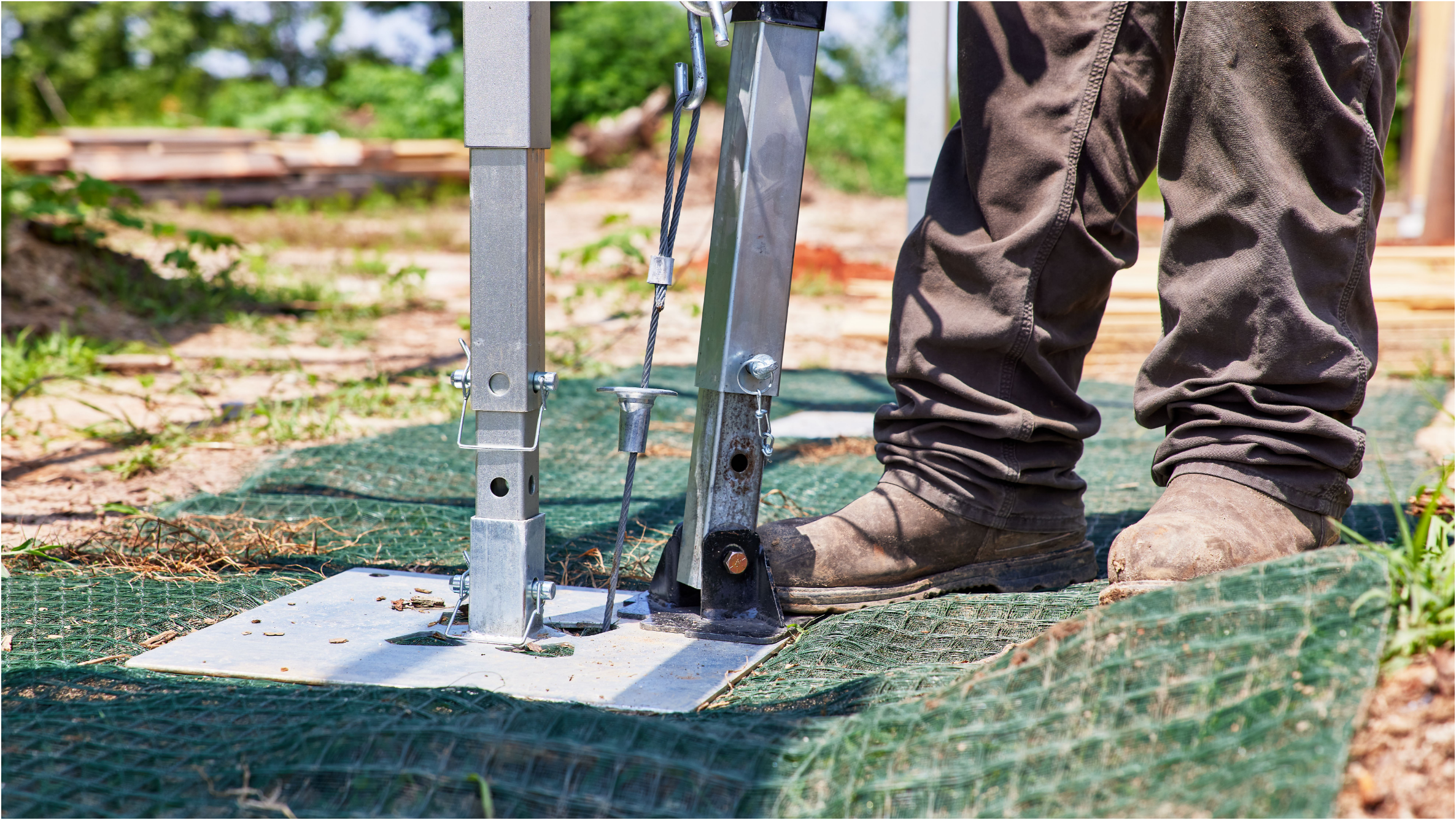 Falcon Anchors products being installed by an erosion control specialist