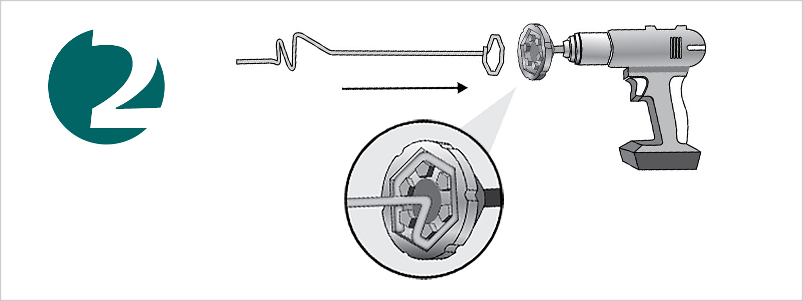 Drawing of Falcon Hex Pin being placed into the socket to be drilled
